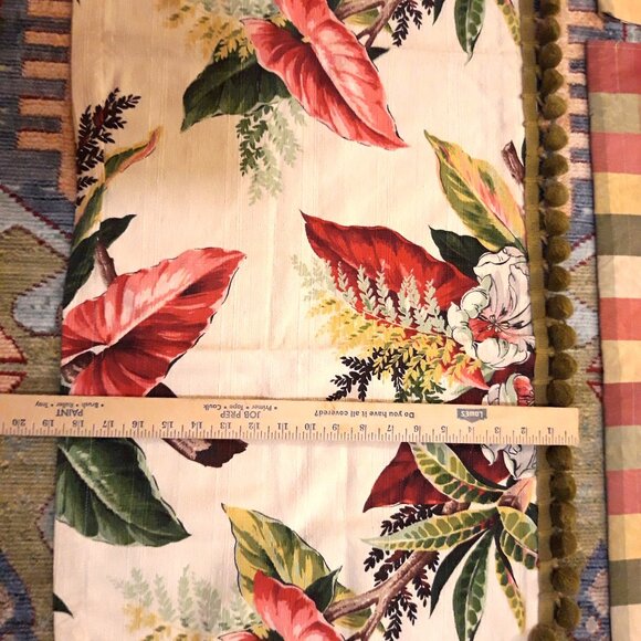 Tropical Barkcloth & Moire Vtg/Retro Homemade Curtains w Valance Single Window - Picture 12 of 15